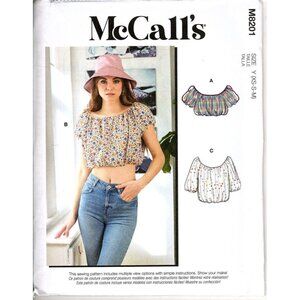 McCall's M8201 Misses XS to M Bubble Crop Tops Uncut Sewing Pattern New